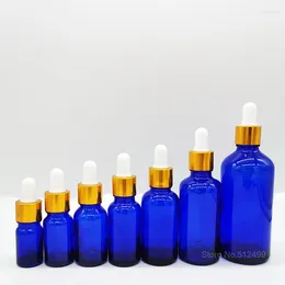 Storage Bottles Essential Oil Blue Glass With Dropper Travel Liquid Pipette Bottle Refillable Lucifugal