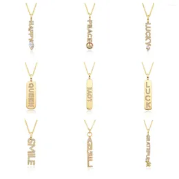 Pendant Necklaces Copper Golden Necklace For Daily Dress English Inspire World Lucky Happy Simile Gift
