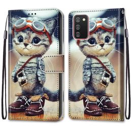 Kids Etui Card Holder Wallet Flip Case For OPPO A16 A36 A76 A96 K10 4G Realme 9i Flower Cat Butterfly Pattern Phone Book Cover