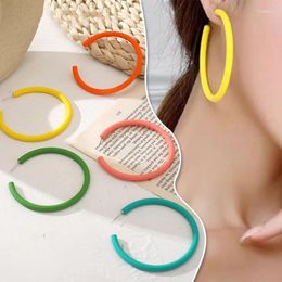 Hoop Earrings C-Shaped Acrylic Big Circle Smooth Large For Women Female Hyperbole Multi Color Metal Ear Jewelry