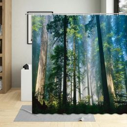 Shower Curtains Spring Green Nature Forest Curtain Sunlight Lrradiate Grove Bathroom Accessaries Waterproof Polyester With Hooks