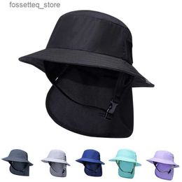 Wide Brim Hats Bucket Hats Summer Beach Surfing Hat Men Women Bucket Hat Breathable Shade Waterproof Seaside Wide-brimmed Hat Quick-drying Sunscreen C L240402