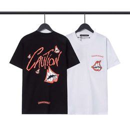 Designer Luxury Chaopai Classic 2023 New orange letter lip bag short sleeve T-shirt unisex sports high-end