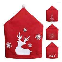 Chair Covers Christmas Back Cover Red Santa Claus Hat Merry Decor Home Accessories