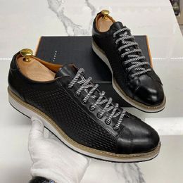 Dress Shoes Men Casual Thick Soles Wear-resistant Pointed Leather Men's Lace-up Daily All-match Trendy 10A5