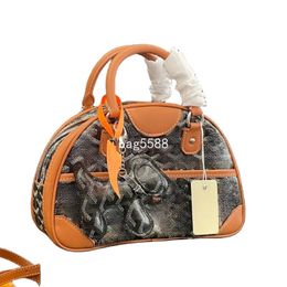 10A Designer Vendome YD Bowling Ball Bag Goy Leather Handbag Y-shaped Shoulder Bag Top Quality Old Flower Full Print Canvas Cowhide Womens Brown Shell Bag