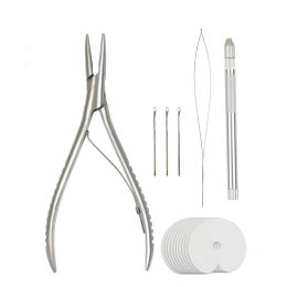 Pliers Hair Extensions Tool Kit Extensions Pliers Aluminium Handle Hook Pulling Needle Loop Threader Knitting Needles for Wig Making