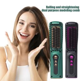 Irons USB Wireless Professional Hair Straightener Curler Comb Tools Brush Straightening Curling Ion Girl Heating Fast Styling Neg J5Y0