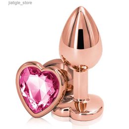 Other Health Beauty Items Rose gold pink heart-shaped crystal metal anal bead buttocks plug prostate massager adult homosexual product female Y240402