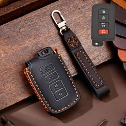 Accessories Genuine Leather Car Key Cover Shell Case for Toyota RAV 4 Keychain Holder Smart Remote Control Fob Protector Case