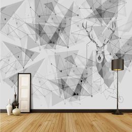 Wallpapers Milofi Custom 3D Abstract Geometric Lines Elk Background Wallpaper Mural