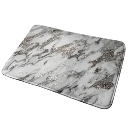 Carpets Classic White Marble Silver Glitter Glam #1 ( Faux ) #marble #decor #art Entrance Door Mat Bath Rug