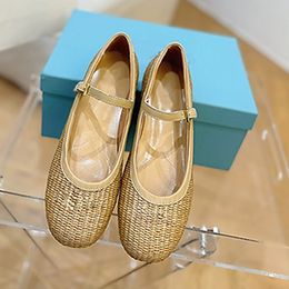 Fashion Designer Dance Shoes Round Toe and Straw defined Inner Evokes a Summery Mood Unique Touch Enhanced by the Woven Fabric Yifei 141134 Sizes 35-40