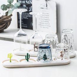 Animal Park Red Wine Glass Drain Cup Holder Four Seasons Plant Taste Glass Water Cup Storage Tray Drain Cup Holder