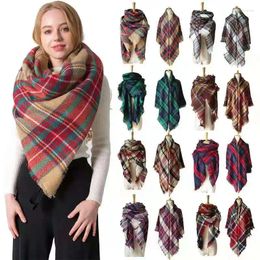 Tapestries European And American Autumn Winter Cashmere Imitation Double-Sided Colourful Plaid Square Scarf Women's Shawl