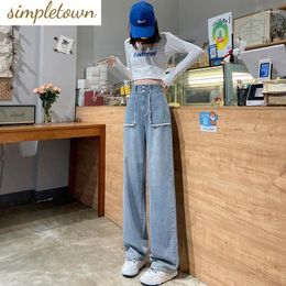 Women's Jeans 2024 Spring/Summer Light Blue Wide Leg High Waist Loose And Slim Wearing Style Straight Pants Trend