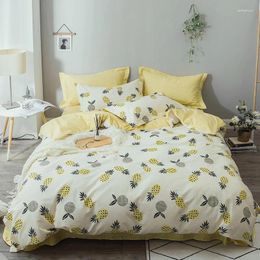 Bedding Sets 2024 Est Long-staple Cotton Four-piece Bed Sheet Star And Moon Pattern Plain Light Luxury Style Yellow Color