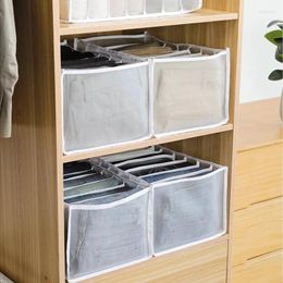 Storage Bags Jeans Compartment Box Closet Clothes Drawer Mesh Separation Stacking Pants Divider Can Washed Home Organiser