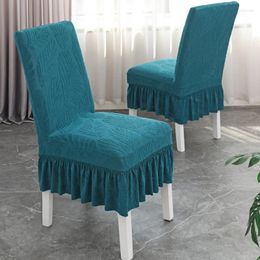 Chair Covers Elastic Solid Colour Cover Stretch Jacquard Skirt Slipcovers Seat For Home Kitchen Dining Room Wedding Banquet