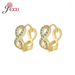 Hoop Earrings Men/Women Small Circle 925 Shiny Zircon Simple Daily Wear Number 8 Wedding Party Fashion Jewelry Gifts