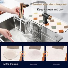 Bath Mats Faucet Drainage Mat Diatomaceous Earth Quick-drying Water Absorbent Kitchen Bathroom Sink Anti-slip Antibacterial