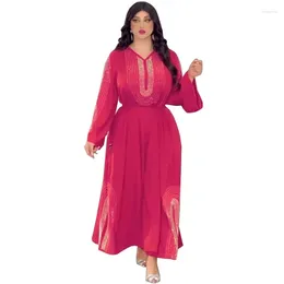 Ethnic Clothing Abayas For Women 2024 Spring Elegant Muslim Long Sleeve V-neck Party Evening Maxi Dress Abaya Dubai Gowns Kaftan