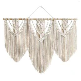 Tapestries With Wooden Stick Hand Woven Background Wall Hanging Large Curtain Home Decor Macrame Tapestry Wedding Bedroom Tassel 110 X 82cm