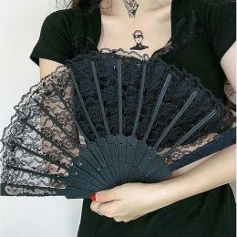 23cm European Style Retro Lace Women Fan Summer Orchid Fan Dance Performances Photography Props Folding Fan