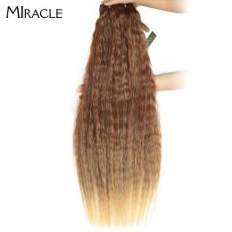 Weave Weave Synthetic hair Natural wave Hair Bundles With Closure Ombre Brown Golden 30 inch Soft Super Long Wave Hair Weave