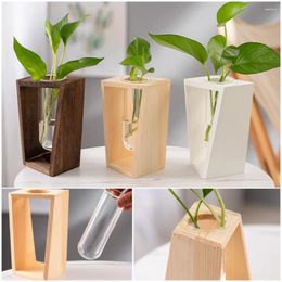 Vases Transparent Glass Tube Vase Self-Adhesive Hydroponic Plants Holder Test Home Decoration Plant Flower Pot Supplies