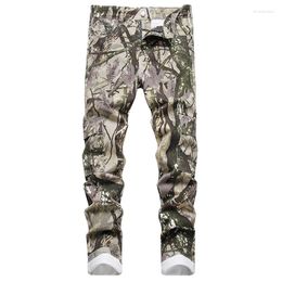 Men's Jeans Fashion Spring Camouflage Print Streetwear Slim Fit Punk Painted Stretch Trendy Pocket Denim Cargo Pants