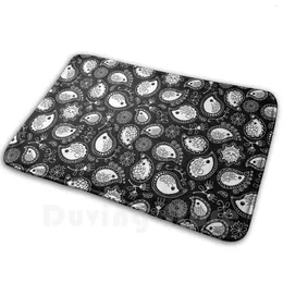 Carpets Hedgehog Paisley _ White And Black Mat Rug Carpet Anti-Slip Floor Mats Bedroom Hedgehogs Cashmere Patterns