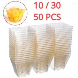 Disposable Cups Straws 10/30/50 Dessert Kitchen And Bar Supplies Food Grade Safety Hard Plastic Mousse Trapezoidal Small Square