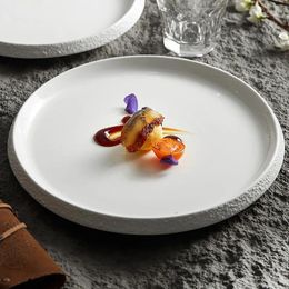 Plates White Porcelain Characteristic El Tableware Stone Edge Creative Plate Home Ceramic Artistic Conception Dish Steak Dishes