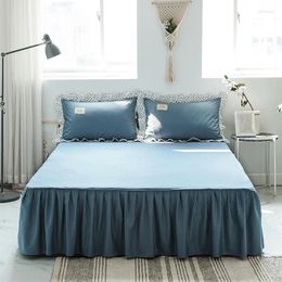 Bedding Sets Cotton Bedspread Bed Skirt Solid Colour Simple Mattress Cover Non-Slip Dust Sheet Pure