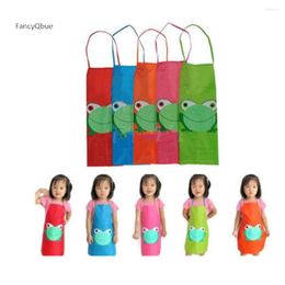 Table Skirt 2024 Cute Kids Child Children Waterproof Apron Cartoon Frog Printed Painting Cooking In Stock