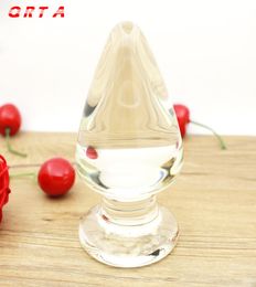 QRTA 12060mm Super Big Size Glass Anal Plug Smooth Cone Crystal Glass Large Butt Plug Men Women Sex Toys Adult Sex Products D14034033