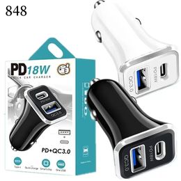 Mini Portable 12W 2.4A Dual Ports Car Charger Auto Power Adapters For Ipad Iphone x xr 12 13 14 Pro Max Huawei Xiaomi Android phone With Retail Box 848DD