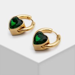 Earrings Amorita Boutique Trendy Green Geometric Heart Hoop Earrings For Women Girl Dress Gift