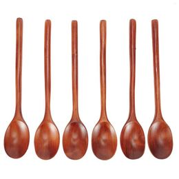 Coffee Scoops Durable Practiacl Supply Useful Spoon Soup Long Natural Parts Professional Replacement Wood Wooden 6 Piece