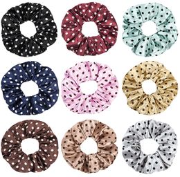 Scrunchie Stretch Headband Scrunchies Women Elegant Polka Dot Satin Elastic Hair Bands Tie Scrunchie Ponytail Holder Hair Accessor4254550