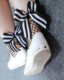 Women Baby Girls Kids Striped bow Mesh Socks Bow Fishnet Ankle High Lace Fish Net Vintage Short Sock One Size 12PAIRS24PCS1954565