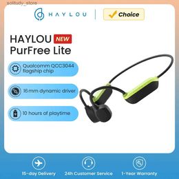 Cell Phone Earphones HAYLOU PurFree Lite bone conductive earphones TWS Bluetooth earphones sports earphones QCC3044 10 hours 20mm dynamic drive Q240402