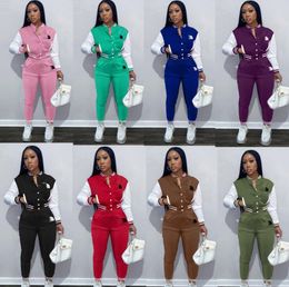Women Tracksuits brand Designer baseball uniform Outfits Long Sleeve Jacket and Pants Casual stripes Sportswear Outwork Sweatsuits Outdoor Jogging jersey Suits