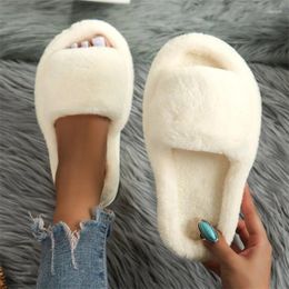 Slippers 2024 Autumn/Winter European And American Women's Open Feet Thick Bottom Plush Casual Cotton 4719