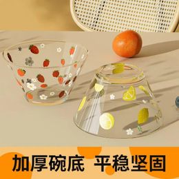 Bowls Nordic Creative Thickened Transparent Glass Bowl Heatproof Soup Net Celebrity Ins Salad Home High-value Fruit
