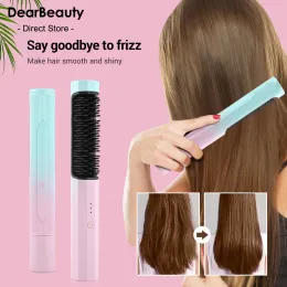 Irons 2 In 1 Hair Straightener Brush Professional Hot Comb Straightener for Wigs Hair Curler Straightener Comb Dropship Styling Tools