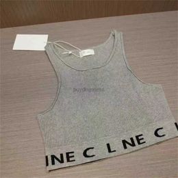 Designer Womens Tank CEL Tops t Shirts Summer Women Tops Tees Top Embroidery Sexy Off Shoulder Grey Casual Sleeveless Backless Top Shirts Solid Stripe Colour Vest