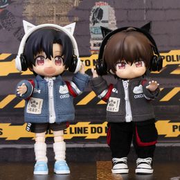 OB11 Doll Clothes Cute Cat Sweater Sports Baseball Coat Splice Sleeves For Obitsu11 GSC YMY P9 Body 1/12 BJD Doll Boy Girl's Toy