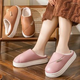 Slippers 2024 Woman Waterproof Cotton Plush Thick Soles Soft Warm Bedroom Indoor Non-slip Couple In Autumn Winter